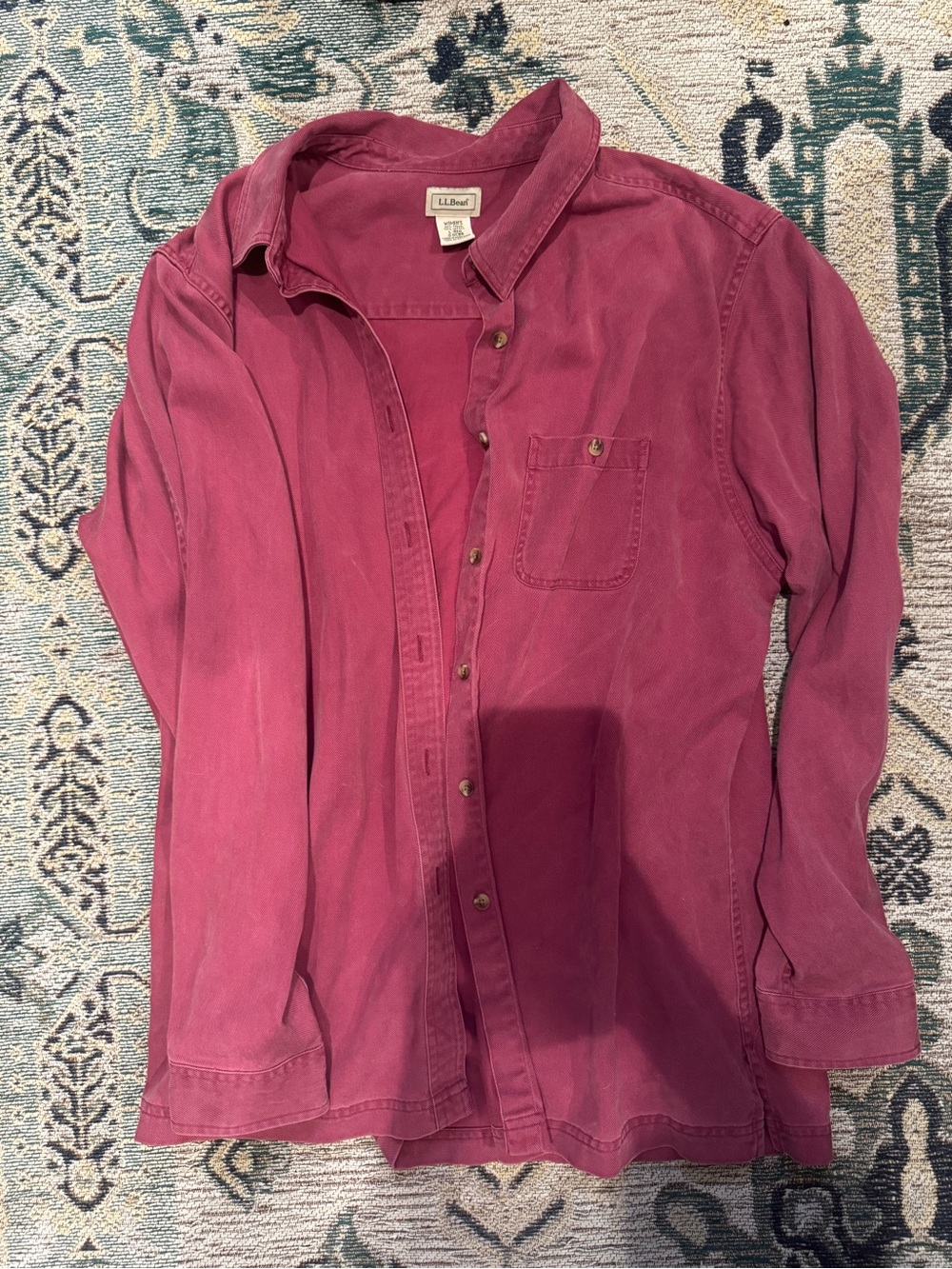 L.L. Bean Long-Sleeve Button-Down Shirt - Berry